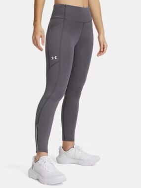 UA Fly Fast Raised Thread Crop Leggings • Ash Taupe • M